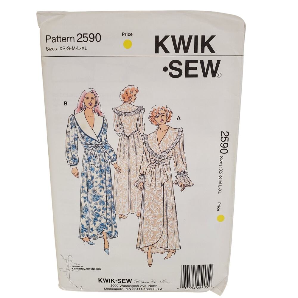 Vintage Ruffled Robes KWIK SEW Sewing Pattern UNCUT 2590 Size XS-XL 90s 80s